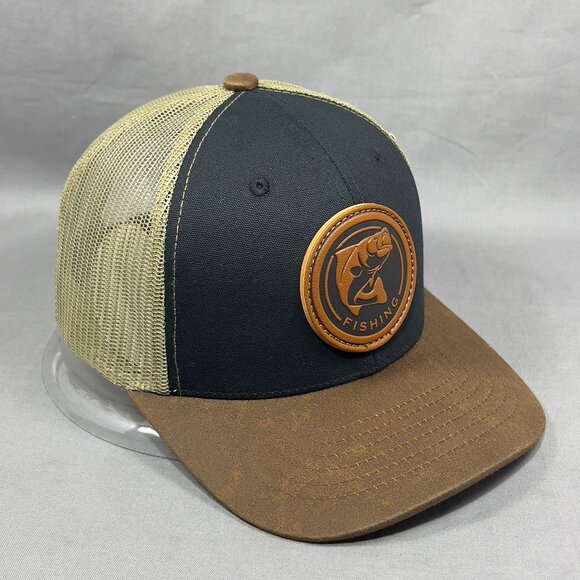 Kamel Bass Fishing Snapback Hat Cap Animal Trucker Western Farm Leather Mens - Picture 6 of 14